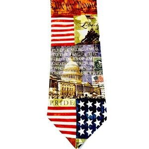 Eagles Wings Tie USA Flag Capitol Constitution Stamps Government History July 4